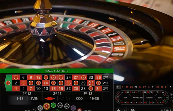 Hình ảnh minh họa cách đặt cược trong Dual Play Roulette.